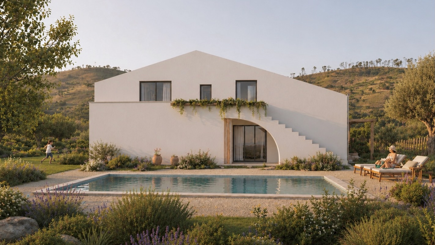 Modern Living by CO villa with pool and white bio-based architecture in the Algarve